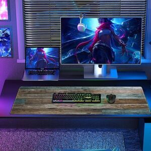 Extended Gaming Mouse Pad Vintage Wood Grain Pattern (31.5x11.8x0.12Inch)
